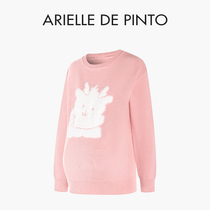 French ARIELLE DE PINTO maternity wear winter pink Year of the Dragon sweater long-sleeved round neck sweater