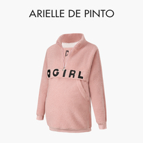 French ARIELLE DE PINTO maternity and womens spring style loose and versatile letter embroidered sweatshirt jacket