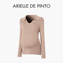 French ARIELLE DE PINTO pregnant womens winter fashionable V-neck knitted sweater pullover bottoming top