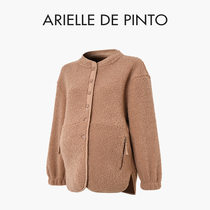 French ARIELLE DE PINTO maternity spring stand-up collar thickened wool color-blocked loose jacket