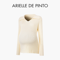 France ARIELLE DE PINTO maternity wear winter contrasting color design with knitted sweater bottoming top
