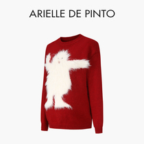 French ARIELLE DE PINTO maternity wear winter long-haired snow monster red pullover round neck sweater