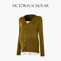 France ARIELLE DE PINTO maternity wear autumn fashion fake two-piece thin layered long-sleeved sweater