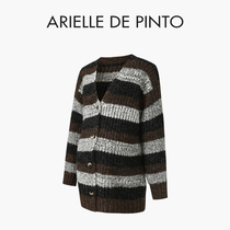 French ARIELLE DE PINTO maternity wear winter striped loose and comfortable thickened sweater cardigan jacket