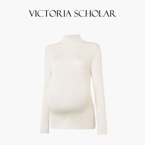 French ARIELLE DE PINTO maternity wear spring and autumn fashionable solid color tight half-high collar knitted lining top