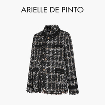 French ARIELLE DE PINTO maternity wear spring style fashionable and versatile black gold braided fringed jacket