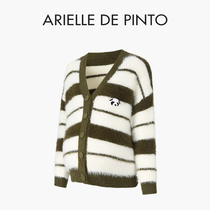 French ARIELLE DE PINTO maternity wear spring style versatile belly-covering striped cardigan sweater during pregnancy