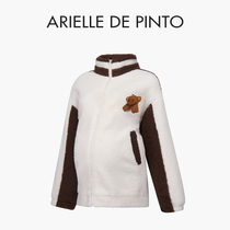 French ARIELLE DE PINTO maternity wear spring half turtleneck lamb wool bear zipper jacket