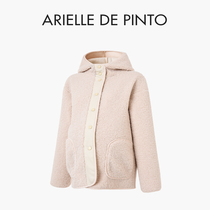 French ARIELLE DE PINTO maternity wear spring style warm lamb wool slimming hooded jacket during pregnancy