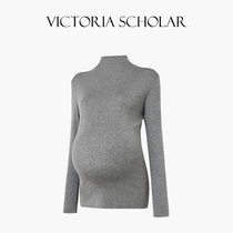 French ARIELLE DE PINTO maternity wear autumn large size half turtleneck with slim stretch knitted sweater