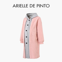 French ARIELLE DE PINTO maternity wear spring casual patchwork mid-length thickened hooded jacket