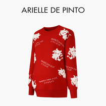 French ARIELLE DE PINTO maternity wear loose and comfortable winter red knitted sweater top