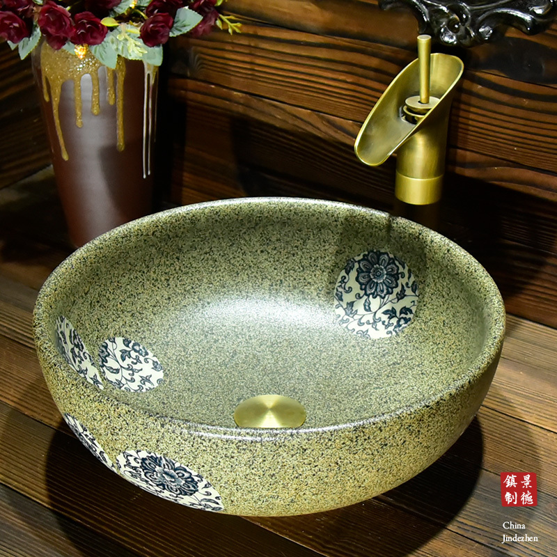 Terrace Basin Round Ceramic Table Basin Au Style Home Creative Mediterranean Makeup Room Art Basin Small Size Washbasin