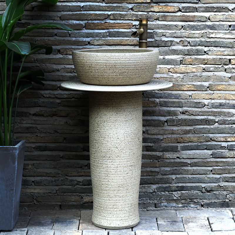 Column-type washbasin villa garden balcony floor-to-ceiling integrated wash basin outdoor courtyard outdoor ceramic column basin