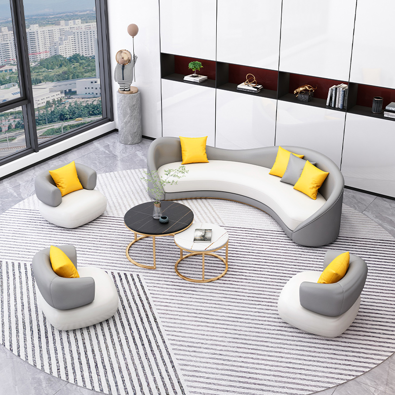 Nordic office Alien sofa tea table Composition minimalist modern reception Room light extravaganza Guest Leather Art Arc Sofa