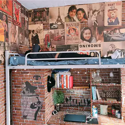 Retro wallpaper dormitory college student imitation brick wallpaper self-adhesive bedroom waterproof 10 meters bedroom poster paper literary wall sticker