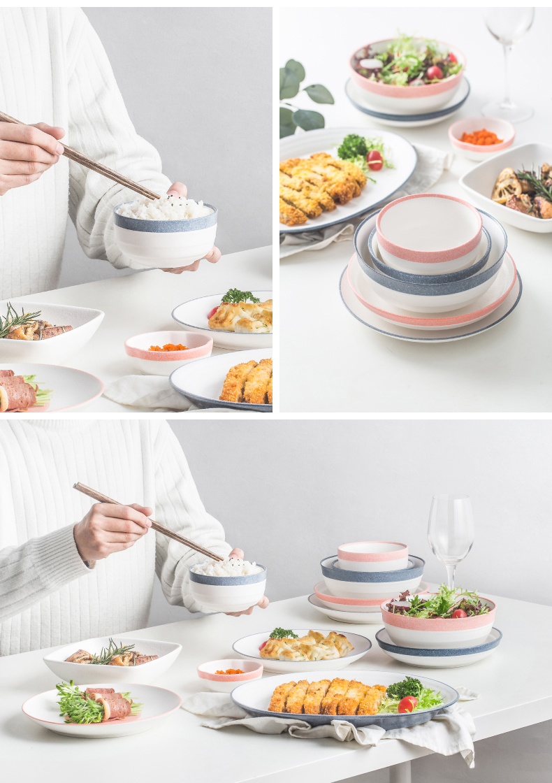 Japanese ins cutlery set ceramic dishes home dishes Nordic bowl chopsticks web celebrity move to use to use the set of plates