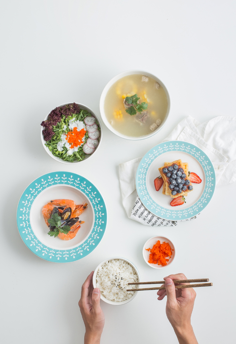 Dishes suit Nordic household ceramic bowl (creative Japanese tableware contracted bowl chopsticks eating soup bowl dish