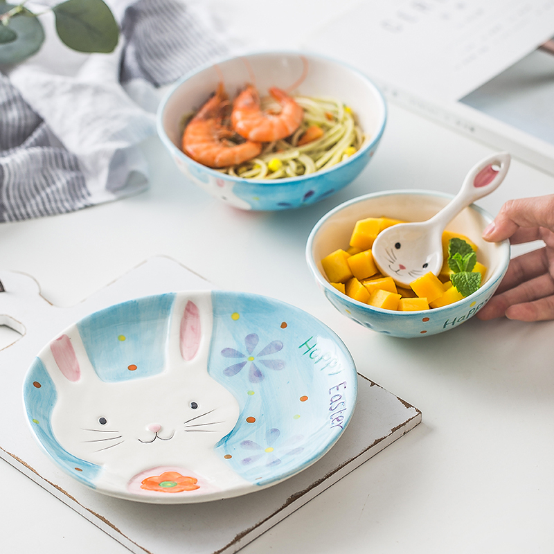 Japanese animal ceramic tableware suit western - style food dish baby cartoon breakfast dishes home creative dish fruit bowl