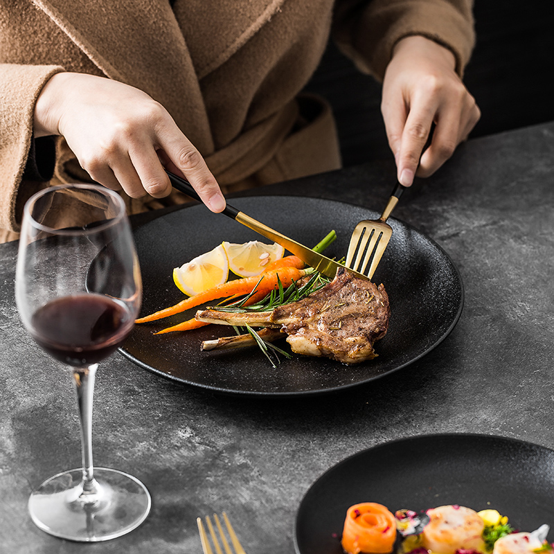 Creative steak dishes pure western dessert plate disc side plate of household ceramic plates hotel western - style tableware suit
