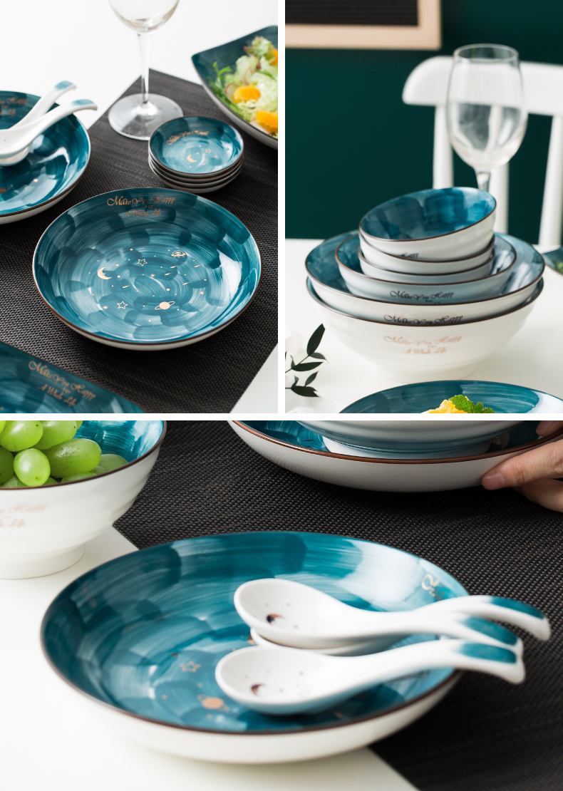A Japanese dish dish dish creative household fish dish move salad plate ceramic plate Nordic tableware ins web celebrity plates