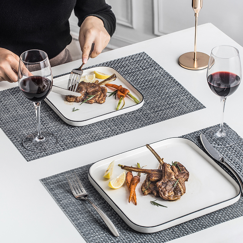 A full set of dinner plate ceramics steak rare plate of steak knife and fork suit household couples continental plate originality
