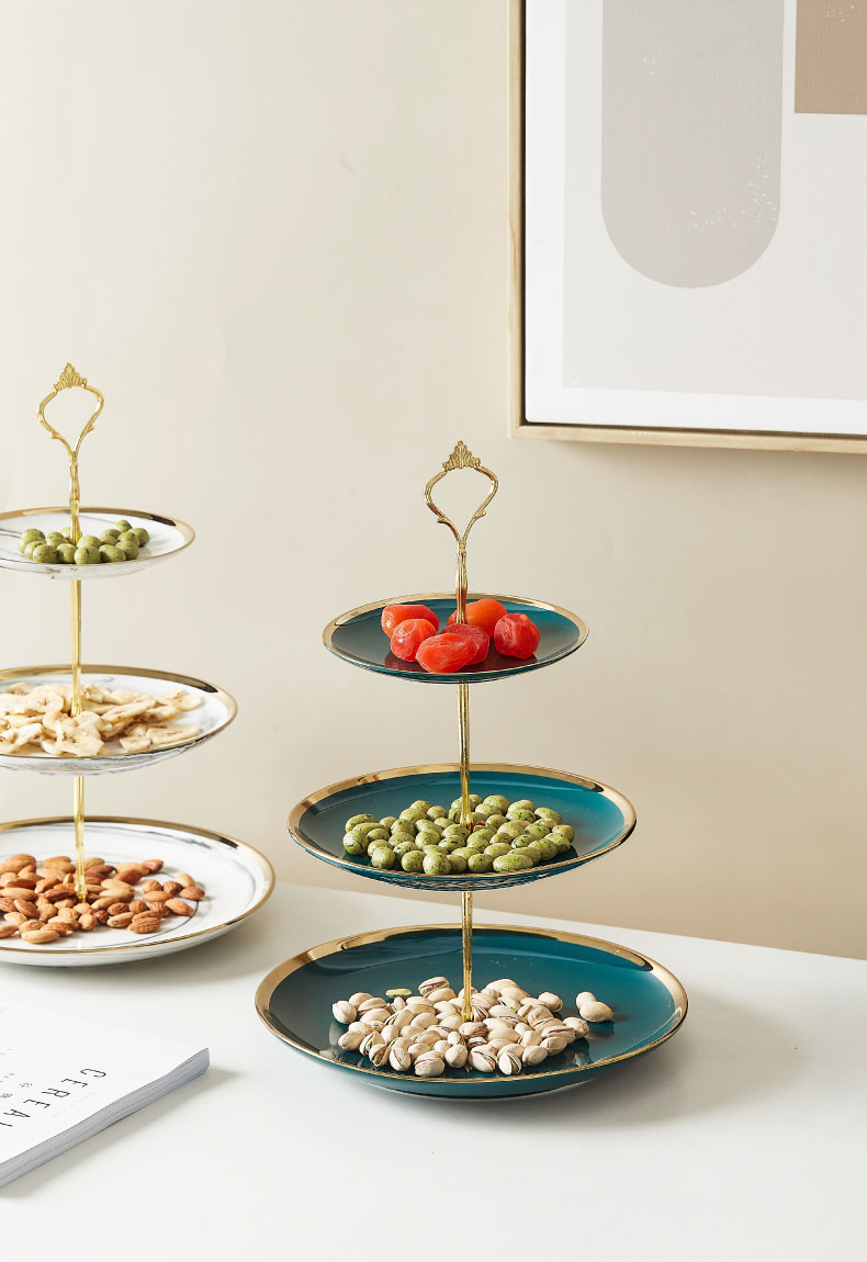 Fruit bowl ceramic multilayer superposition Nordic compote creative snack plate modern household dry Fruit bowl sitting room snack plate