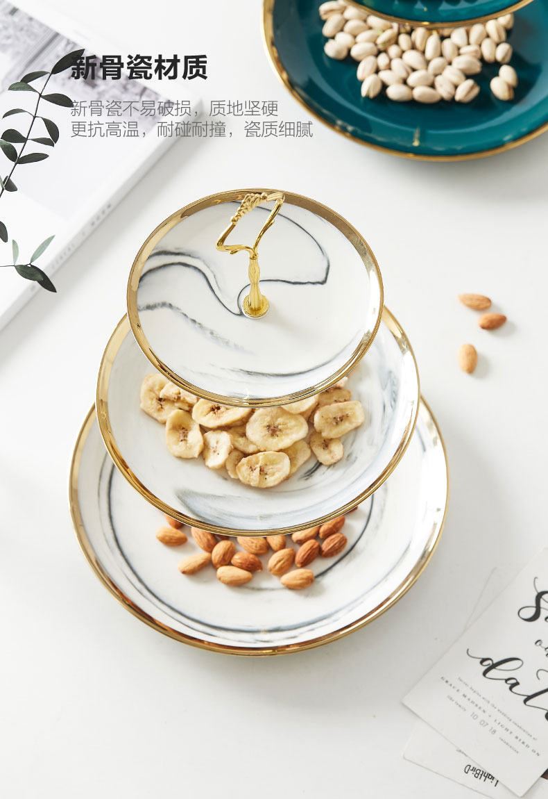 Fruit bowl ceramic multilayer superposition Nordic compote creative snack plate modern household dry Fruit bowl sitting room snack plate