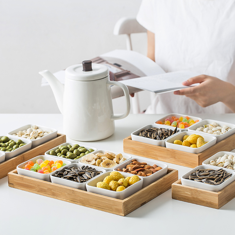 Japanese snack plate ceramic dry fruit bowl dessert plate snack plate melon seeds candy flavor small plate disc nut plate