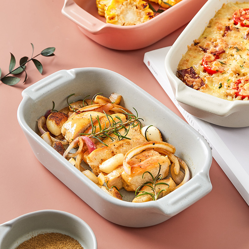 Pan ceramic cheese baked FanPan ears microwave oven dedicated plate creative household food tray bake bowl