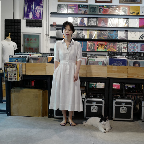 Petite Gamine - - the great jacquard tencel linen dress