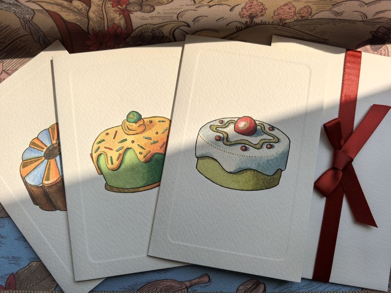 Italian Imported Rossi 1931 High-End Best-Selling Gold-Plated Greeting Card Cute Birthday Cherry Chocolate Cake