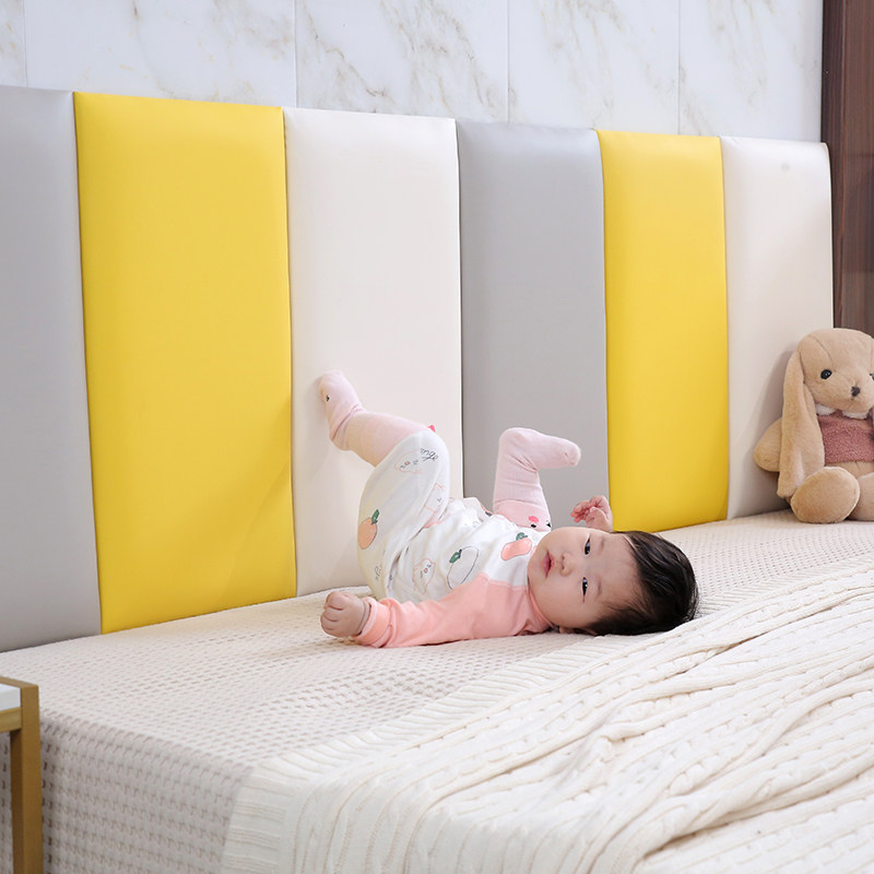 Tatami wall circumference soft bag self-adhesive no formaldehyde headboard wall Veneered Wall Anticollision children room 3D Solid thickened cushions-Taobao