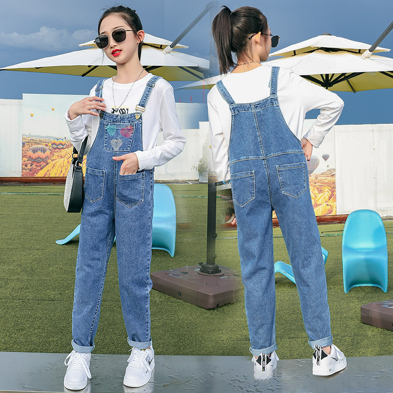 Girl Cowboy Cuddling Bag Pants Children Spring Autumn Clothing 2022 New Pants Girls CUHK Scouts Loose Long Pants Tide