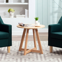 Nordic solid wood small coffee table simple oval rubber wood side a few square living room sofa corner a few mini balconies