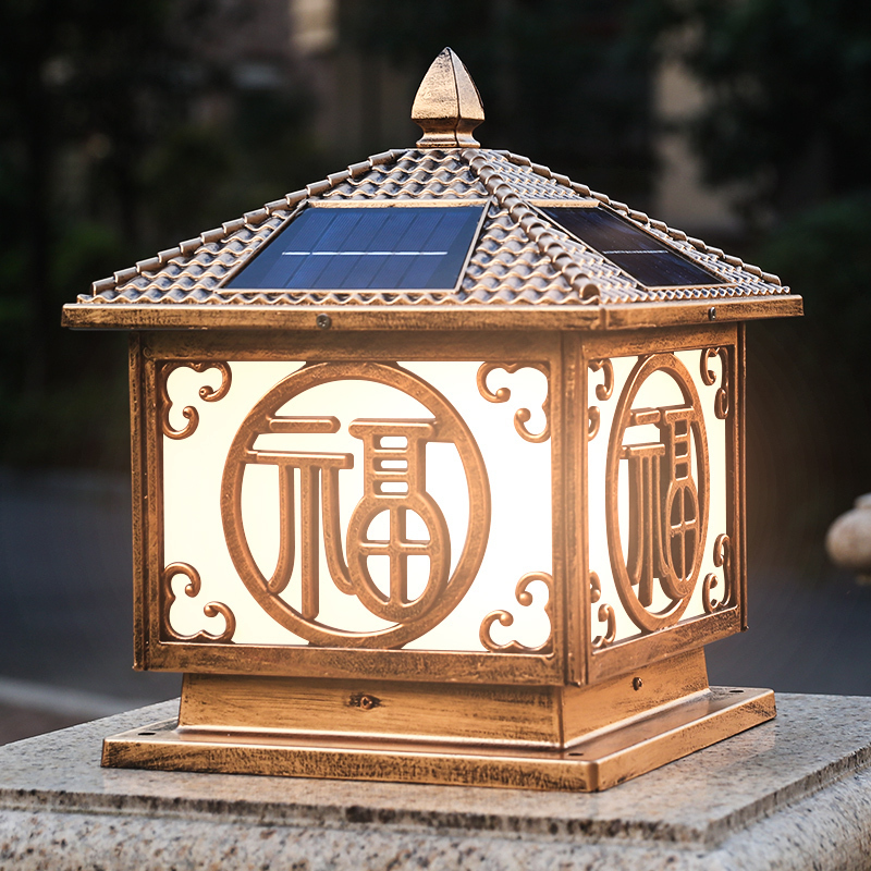 Solar column head lamp two outdoor waterproof fence door post lamp outdoor garden courtyard lamp villa courtyard wall lamp