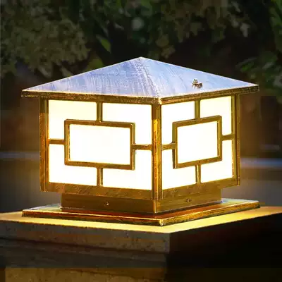 Solar pillar lamp outdoor waterproof wall lamp garden villa door lamp pillar lamp household courtyard wall headlight