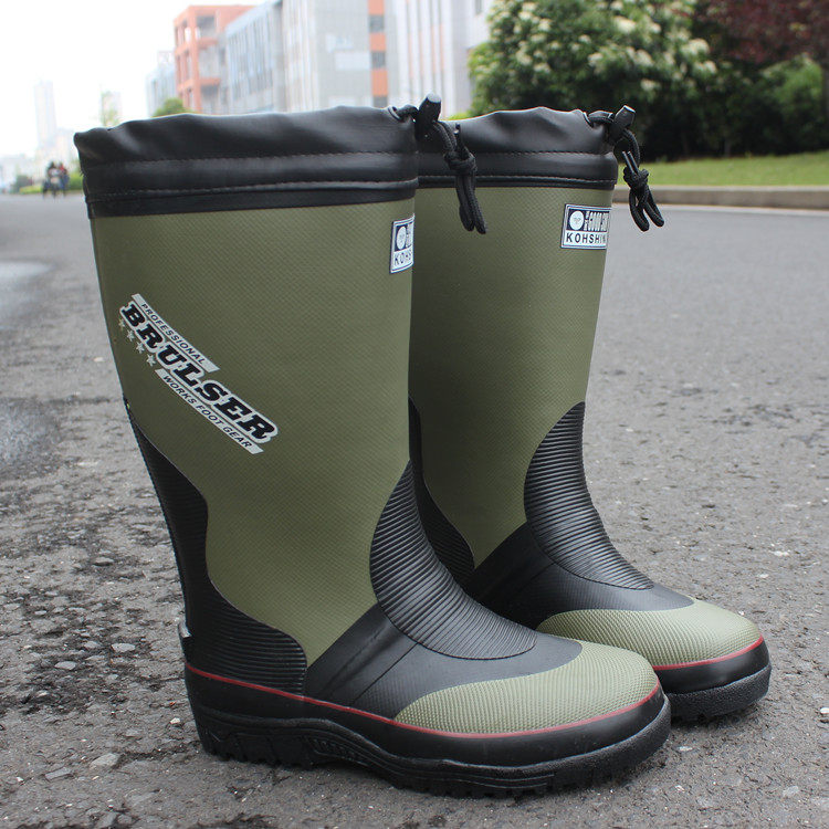 Сапоги мужской высокий скольжение воздухопроницаемый мода водонепроницаемый резина весна Водяные ботинки удлинитель Большой пробка сапоги 