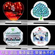 Crystal trophy authorization license plate custom-made anti-epidemic volunteer table photo medal class reunion love souvenir