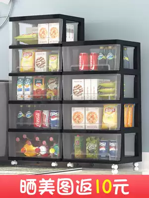 Transparent snack storage cabinet drawer storage box plastic storage household slit storage cabinet multi-layer finishing cabinet