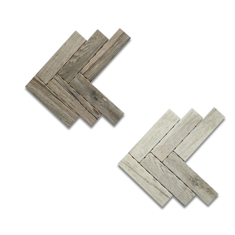 Decadent gray fishbone wood grain tiles Mosaic arrow wood grain tiles Kitchen powder room wall tiles Herringbone paving tiles