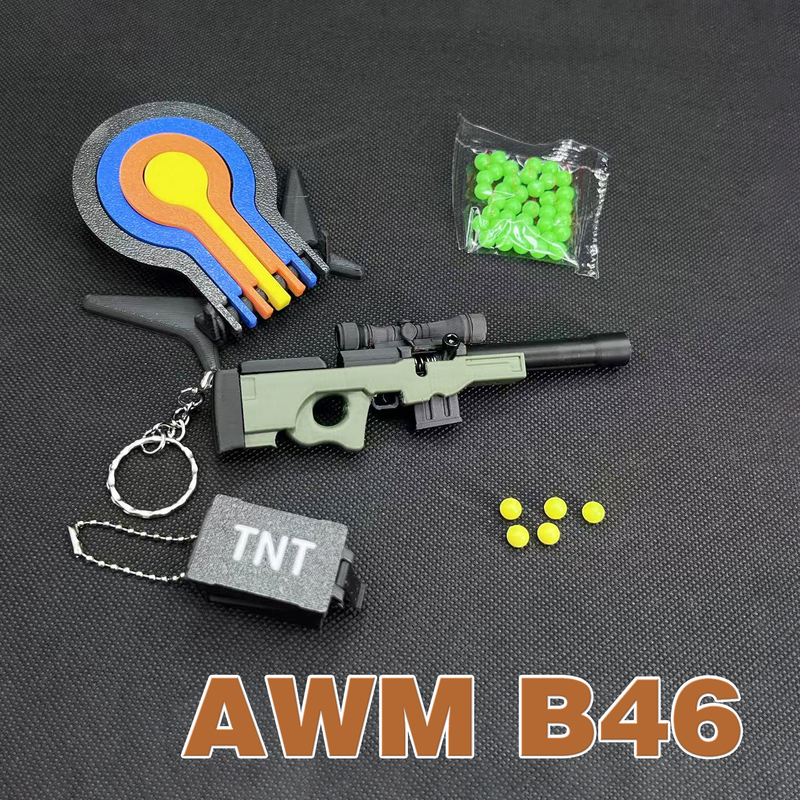 3D Printed Keychain Awm Mini Can Eject Small Balls, Pull the Trigger to Relieve Stress, Multi-Color Interchangeable Magazine, Cultural and Creative Product
