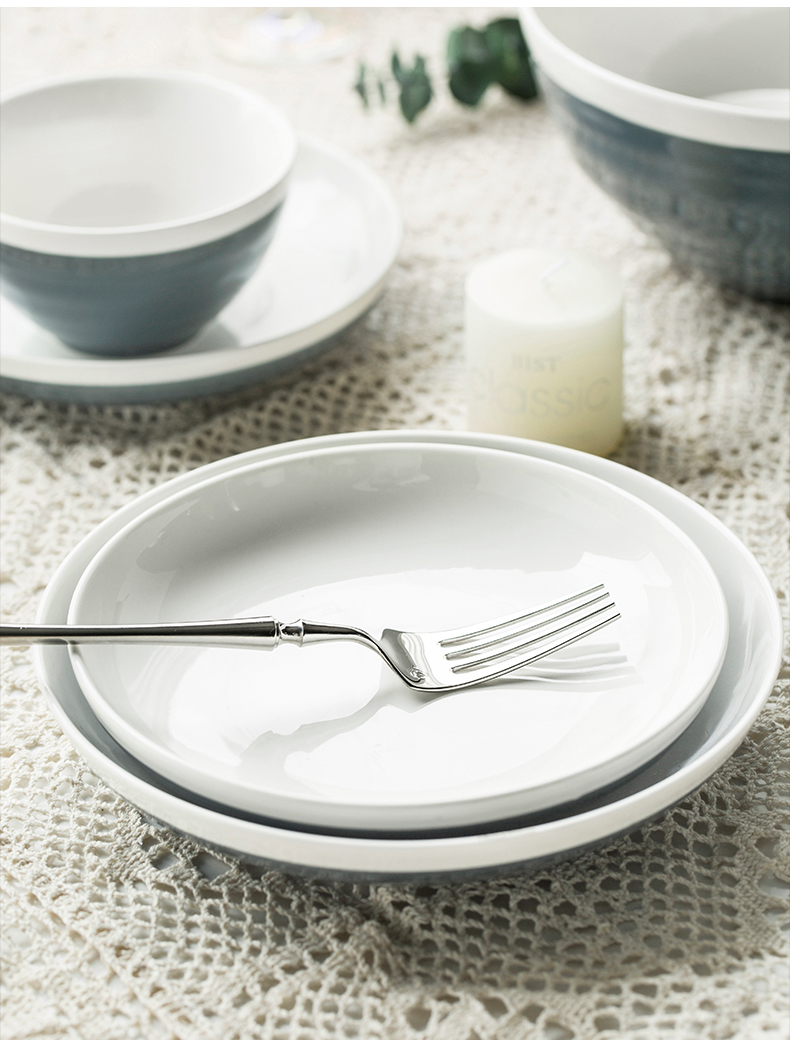 Ins ceramic tableware couples Nordic contracted household food dish dishes FanPan rice bowls flavour sauce dish dish soup spoon