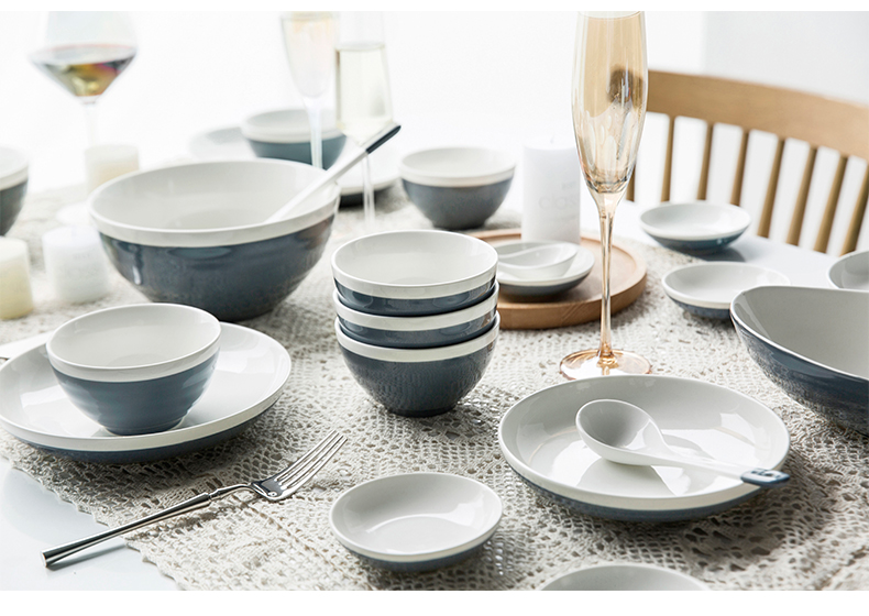 Northern wind ins ceramic tableware dishes suit six dishes dishes household contracted lovers set bowl combine 2 people