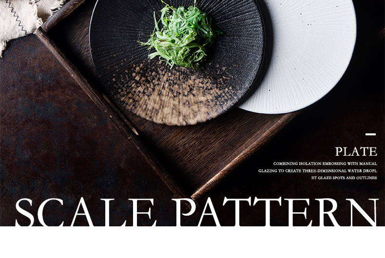 Creative Japanese scale dish of frosted glass ceramic plates disc steak restaurant sushi plate plate plate household food dish