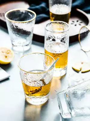 Hammer mesh gold rimmed glass rimmed glass glass beer set creative Milk Cup ins water cup Home Juice Cup Breakfast Cup