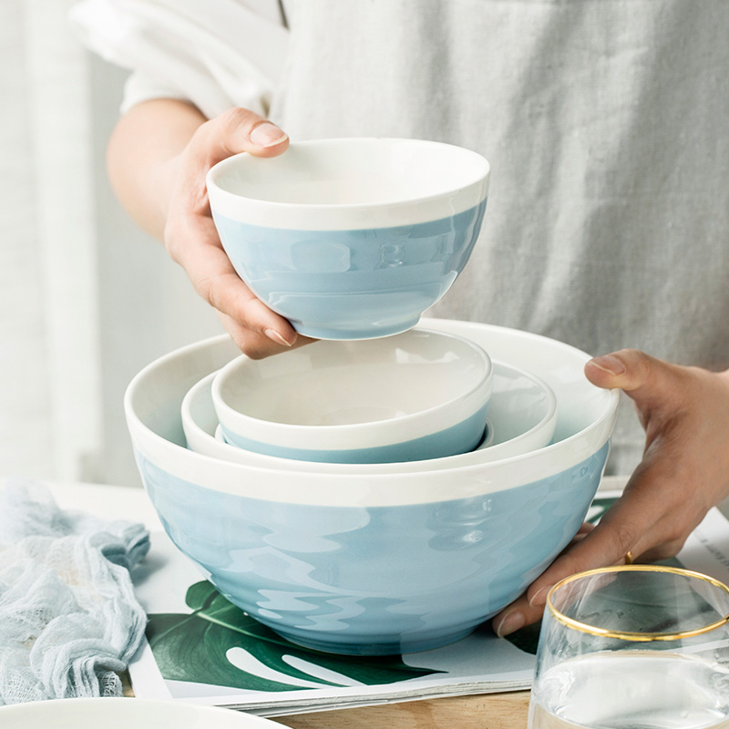 ins ceramic cutlery lovers Nordic minimalist bowls pan dishes home plate rice bowls rice bowls soup spoonful dish seasoning sauces