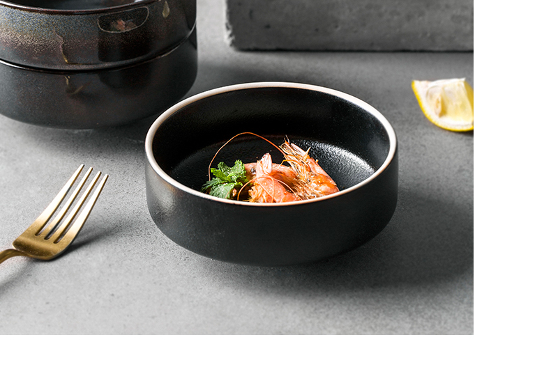 Creative ceramic bowl bowl of black and white contracted deep bowl porringer salad bowl household conical always tall bowl of salad plate