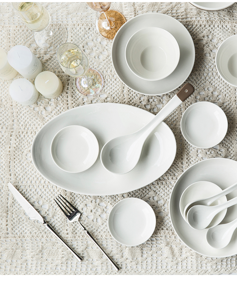 Ins ceramic tableware Nordic home big bowl rainbow such use creative wing deep dish bowl spoon, large fish dish