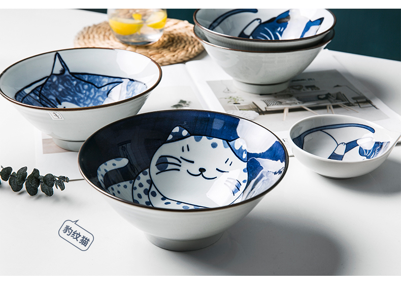 Creative ceramics la rainbow such as bowl malatang cartoon cat ceramic bowl of department food bowl bowl of domestic large soup bowl. 7 inch bowl